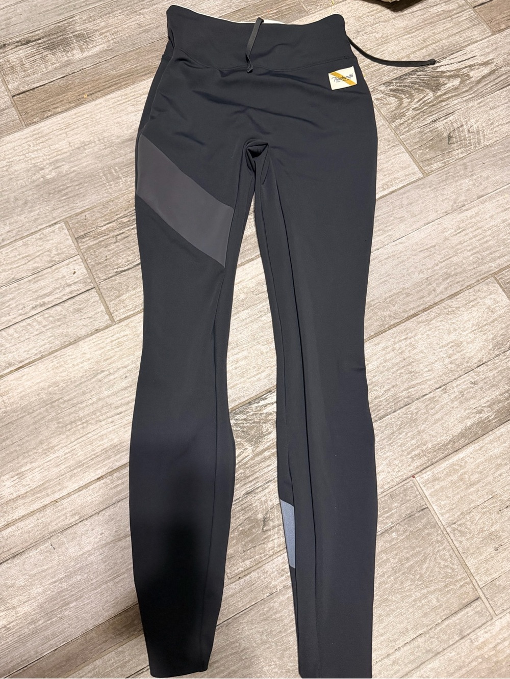 Tracksmith Black Leggings with Gray Accent Panels